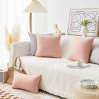Home Brilliant 24x24 Pillow Covers Decorative Lined Linen Euro Sham Blush Pink Cushion Case for Floor, 60 x 60 cm, Baby Pink