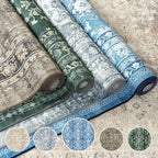 Lessymo 5x7 Area Rugs for Living Room, Machine Washable Non Slip Rug, Soft Low Pile Carpet for Bedroom Dining Home Office, Vintage Blue/White Distressed Floral Floor Mat