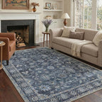 GENIMO Runner Rug 2x6 Non Slip Machine Washable Vintage Hallway Runner Rug, Low Pile Lightweight Rugs for Entryway, Hallway, Kitchen and Corridor, Distressed Navy Blue