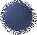 Indigo Ink - Decorative Throw Pillows for Couch or Bed, Boho Home Décor Round Cotton 20" x 20" Pillow with Tassels (Tufted Medallion Collection, Navy Blue)