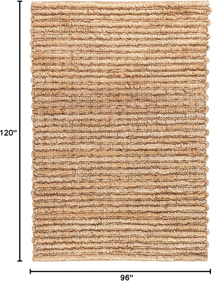 Dash & Albert Dunes Natural Handwoven Jute Rug, 7.5 X 9.5 Feet, Tan Solid Pattern