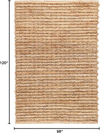 Dash & Albert Dunes Natural Handwoven Jute Rug, 7.5 X 9.5 Feet, Tan Solid Pattern
