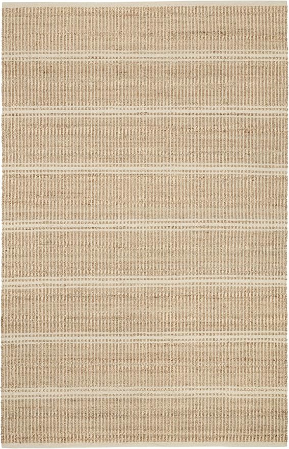 Dash and Albert Arbor Jute Area Rug - 2.5' x 8' Runner Ivory Stripe Handwoven Accent Rug - Durable, Eco-Friendly, High Traffic Area Kitchen, Hallway, Bedroom