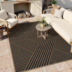 Lahome Enfys Modern Geometric Outdoor Easy Jute Rug, 5x7 Patio Living Room Rug Large Black Carpet for Bedroom, Farmhouse Washable Indoor Outdoor Carpet for Dining Room Backyard Deck