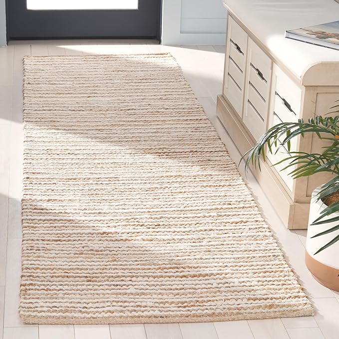 SAFAVIEH Cape Cod Collection Area Rug - 2'3" x 8' Runner, Natural/Ivory, Geometric Design, Ideal for High Traffic Areas in Living Room, Bedroom, Dining (CAP151A)