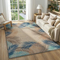LIVEBOX Modern Easy Jute 5x7 Outdoor Rug, Washable Area Rugs for Living Room Patio Tropical Leaf Indoor Outdoor Rug, Boho Farmhouse Non Slip Carpet for Backyard Foyer Dining Room(Olive, 5'x7')