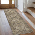 GENIMO 2'6''x8 Runner Rugs for Hallway, Machine Washable Non Slip Vintage Rugs, Low Pile Lightweight Soft Print Rug for enrtyway, Corridor, Home Office, Kitchen, Rustic Brown