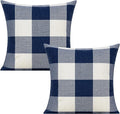 VAKADO 24x24 inch Set of 2 Navy Blue White Buffalo Plaids Throw Pillow Covers Outdoor Farmhouse Retro Decorative Check Cushion Cases Home Decor for Couch Patio Porch Sofa Furniture, Dark Blue