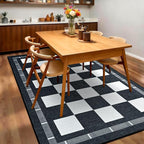 Vasofe Checkered Jute 5x7 Area Rugs, Washable Outdoor Patio Rug for Living Room Indoor Carpet, Non-Slip Farmhouse Geometric Non Slip Carpet for Backyard Dining Room Bedroom, Black and White