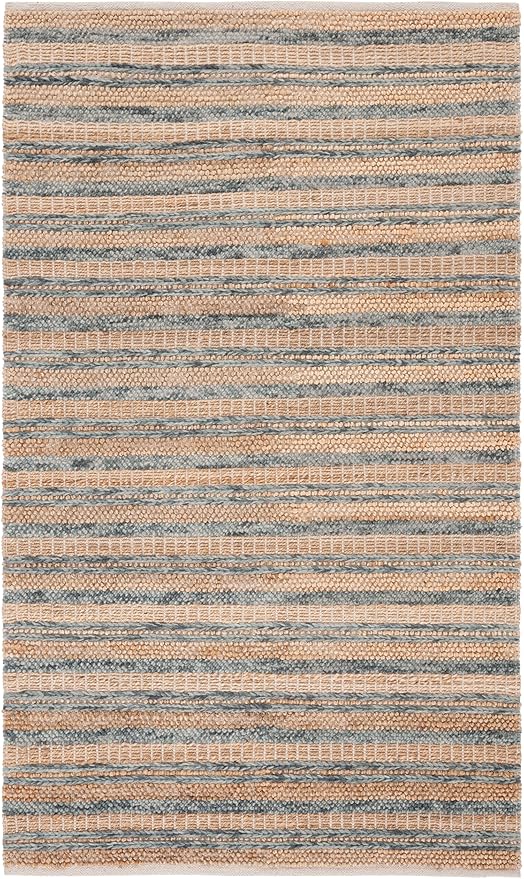 SAFAVIEH Natura Collection Area Rug - 5' x 8', Natural & Grey, Rustic Farmhouse Design, Handmade Wool & Jute, Ideal for The Living Room, Bedroom, Dining Room (NAT501F-5)