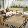5x7 Jute Rug for Living Room: Farmhouse Carpet Indoor Outdoor Washable Non Slip Area Rug for Bedroom Patio Backyard Dining Room Table Home Office - Checkered Brown