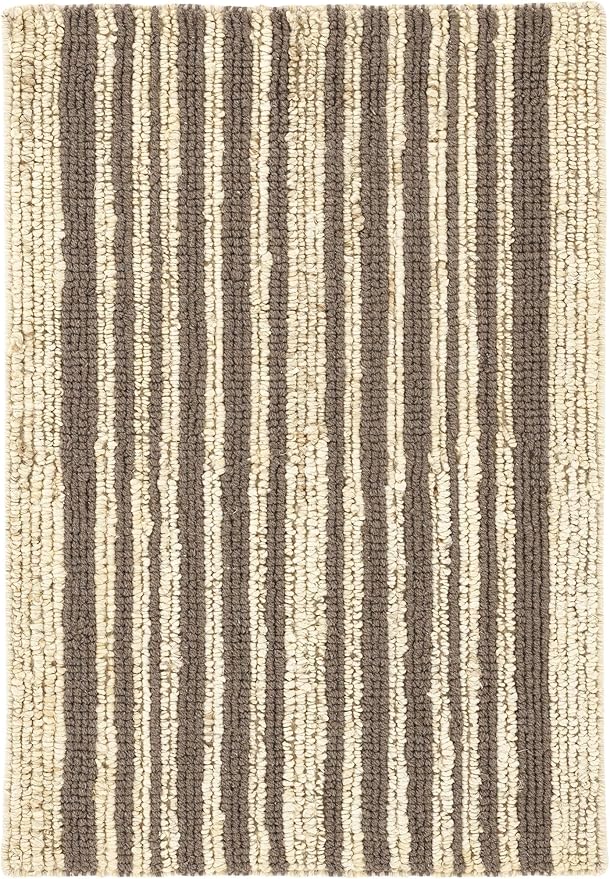 Dash and Albert Calder Stripe Grey Handwoven Jute Rug, 5 X 8 Feet, Neutral/Grey Stripe Pattern