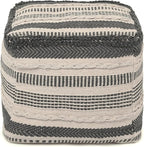REDEARTH · UNSTUFFED Pouf Ottoman Cover Textured Cube Bean Bag Poof Pouffe Footrest for Living Room, Bedroom, Patio, Gym; 100% Cotton (18"X18"X18", Precis Descant Gray)