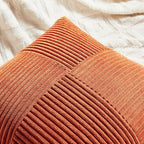 Fancy Homi Set of 2 Burnt Orange Decorative Throw Pillow Covers 22x22 Inch for Living Room Couch Bed, Boho Farmhouse Fall Home Decor, Soft Corss Corduroy Patchwork Textured Cushion Case 55x55 cm