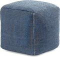Anji Mountain Pouf Ottoman Foot Rest, Handmade Ottoman Pouf, Comfortable Foot Stool, Decorative Floor Seating for Living Room Decor, Bedroom & Home Décor Accent - Sailor Blue