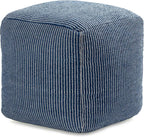 Anji Mountain Pouf Ottoman Foot Rest, Handmade Ottoman Pouf, Comfortable Foot Stool, Decorative Floor Seating for Living Room Decor, Bedroom & Home Décor Accent - Sailor Blue