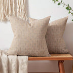 MIULEE Pack of 2 Decorative Burlap Linen Spring Throw Pillow Covers Modern Farmhouse Pillowcases Rustic Woven Textured Cushion Cover for Sofa Couch Bed 24x24 Inch Tan