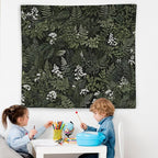 WNAGT Deep Green Floral Botanical Tapestry Wall Hanging, Cottage Core Decor, Vintage Fern Leaf Plant Flower Wall Blanket Decor for Home Bedroom Living Room, 50x60 Inch