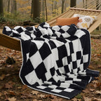 Joiedomi Throw Blanket for Couch, Black White Checkered Knitted Blankets Gifts for Women Mom Girls, Cozy Cute Soft Throw Home Room Decor Aesthetic Women Mothers Birthday Gifts 50x60 Inches