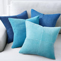 Topfinel Light Blue Decorative Throw Pillow Covers,20x20 Pillow Covers Set of 4 with Striped Corduroy,Boho Soft Accent Cushion Covers for Couch,Bed,Living Room Home Decor