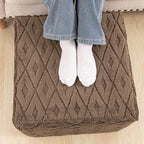 Fluffy Square Ottoman Pouf with All-in-One Foam Filling 20 x 14 Inches Furry Ottoman Foot Rest Foot Stool for Living Room or Bedroom (Coffee)