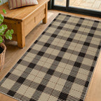 Easy Jute 3x6 Entryway Rug - Washable Large Kitchen Rug, Stain Resistent Low Pile Mat for Bedside, Non Slip Neutral Farmhouse Black and Tan Front Door Décor