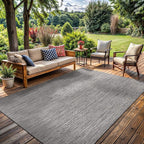 Washable Indoor Outdoor Rug 10x14 Weather Resistant Area Rugs Modern Solid for Porch Deck Balcony Backyard Patio Outside Carpet (10 X 14 Silver Grey)