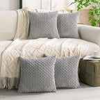 Set of 4 Grey Decorative Throw Pillow Covers 18x18 Inch Corduroy Pillow Covers for Bed Couch Sofa Living Room Soft Square Cushion Cases