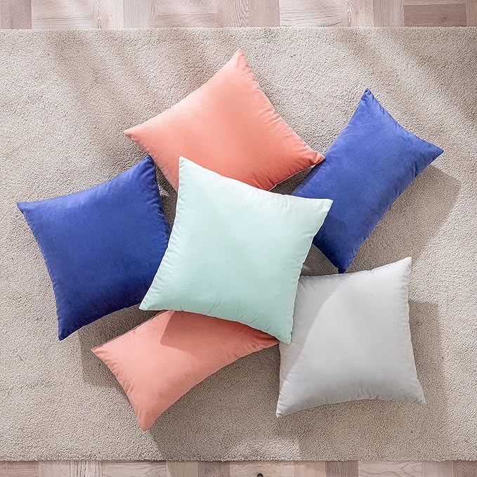 MIULEE 26x26 Inch Euro Sham Velvet Pillow Covers, Set of 2 Large Square Decorative Pillows -Greyish White Super Soft for King Bed, Sofa, Couch, Accent Chairs with Hidden Zipper