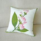 vctops Farmhouse Hibiscus Flowers Cotton Tufted Throw Pillow Cover Spring Floral Embroidery Pillowcase Soft Square Cushion Case for Sofa Couch Bed Chair (Pink F,18"x18")