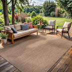 Washable Indoor Outdoor Rug 5x7 Weather Resistant Area Rugs Modern Solid Jute Rug for Porch Deck Balcony Backyard Patio Outside Carpet (5 X 7 Jute Beige)