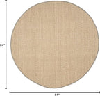 SAFAVIEH Area Rug 7' Round - Natural Fiber Collection - Natural & Grey, Seagrass, Basketweave Pattern with Border (NF114P)