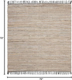 SAFAVIEH Vintage Leather Collection Area Rug - 6' Square, Beige, Handmade Boho Fringe Leather & Jute, Ideal for High Traffic Areas in Living Room, Bedroom (VTL203B)