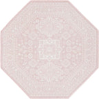 Rugs.com Outdoor Aztec Collection Rug – 5 Ft Octagon Pink Flatweave Rug Perfect for Living Rooms, Kitchens, Entryways