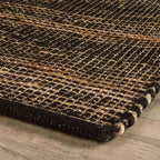 Home Conservatory Seed Handwoven Jute Rug, 4 X 6 Feet, Black/Neutral Geometric Pattern