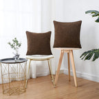 HPUK Linen Throw Pillow Covers Pack of 2, 18x18 Inch Accent Cushion Covers for Living Room, Bedroom, Decorative Solid Color Pillow Covers for Couch, Sofa, Chair, Chocolate