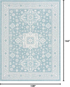 Rugs.com Outdoor Aztec Collection Rug – 9' x 12' Aqua Flatweave Rug Perfect for Living Rooms, Large Dining Rooms, Open Floorplans