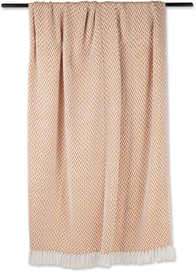 DII Zig Zag Throw Collection Modern Woven Cotton, 50x60, Pumpkin Spice