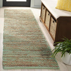 SAFAVIEH Cape Cod Collection Runner Rug - 2'3" x 8', Green & Natural, Handmade Jute, Ideal for Living Room, Hallway, Foyer, Bedroom (CAP236Y-28)