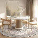 GENIMO 3FT Round Area Rugs for Living Room, Circle Rugs Machine Washable Low Pile, Chenille Non Slip Vintage Rug for Bedroom, Dining Room, Home Office, Light Taupe Brown