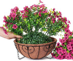 HyeFlora Artificial Fake Hanging Plants Flowers Basket for Outdoor Outside Porch Summer Decoration, Faux Silk Hotpink Dasiy UV Resistant Realistic in Planter for Home Patio Garden Yard