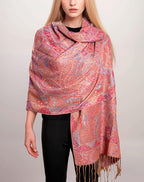 Achillea Reversible Paisley Pashmina Rave Scarf – Exotic Indian Shawls and Wraps for Evening Dresses, Festivals, All Seasons
