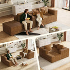 WLIVE 108'' Cloud Sectional Couches for Living Room, Modular Boneless Couch with Right Facing Chaise, L Shape Memory Foam Corduroy, with Cushion, Brown