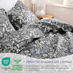 JSD Black Paisley Floral Quilt Set Twin Size, 2 Piece Printed Bedspreads Coverlet with Pillow Sham, Soft Microfiber Quilted Blanket
