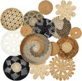 Xuhal 15 Pcs Boho Wall Basket Decor Handcrafted Seagrass Woven Wall Basket Rustic Round Woven Hanging Art for Home Farmhouse Kitchen Table Living Room(Stylish Style)