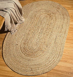 Chardin home Hand Woven Natural Jute Braided Area Rug – 3x5 Feet Oval | Vintage Boho Reversible Rug for Living Room, Bedroom, Dining Area, Entryway | Farmhouse Natural Fiber Floor Covering