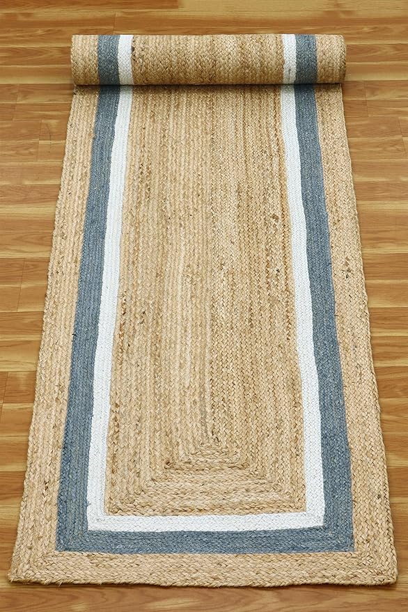 Heavy Material Hand Braided Jute Rug 4x12 Kilim Runner Natural Jute Beige Multi Hand Woven Rug Flatweave Runner Indoor Outdoor Rugs for Bedside Corridor Kitchen Balcony