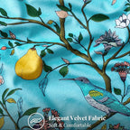 MUSSEL Light Blue Velvet Throw Pillow Covers 20x20 Pack of 2, Vintage Floral Pillow Covers, Mid Century Flower Plant Cushion Covers for Sofa Living Room Home Decor