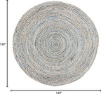 SAFAVIEH Cape Cod Collection Area Rug - 10' Round, Natural & Blue, Handmade Flat Weave Jute, Ideal for High Traffic Areas in Living Room, Bedroom (CAP250A)