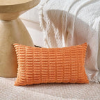 Fancy Homi Set of 4 Burnt Orange Fall Lumbar Rectangle Decorative Throw Pillow Covers 14x24 Inch for Couch Bed Chair, Farmhouse Boho Room Decor, Soft Fuzzy Thick Corduroy Textured Cushion Case 35x60cm